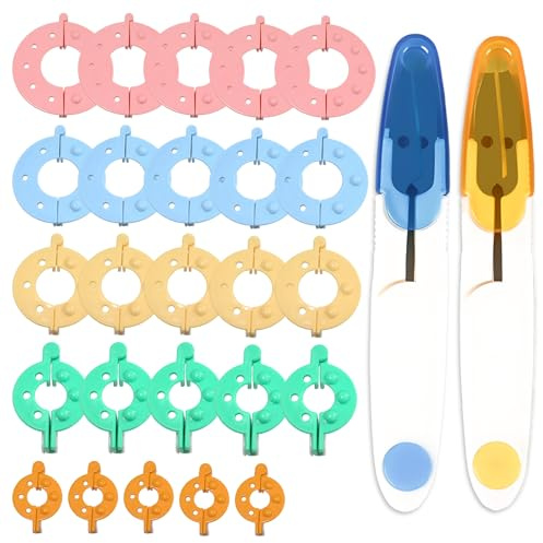 Pompom Maker, pon maker per cappello, kit di 22 pompon con 5 colori, forbici trasparenti blu e arancione, ideale per progetti fai da te e decorazioni