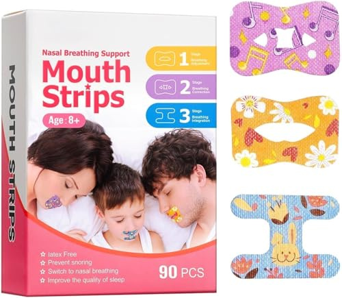 90pcs Mouth Tape, Tiras Bucales Antirronquidos, Mejora la Calidad del Sueño Cinta Bucal para Dormir, Parche Corrección boca Abierta, Reduce la RespiracióN por la Boca y los Ronquidos