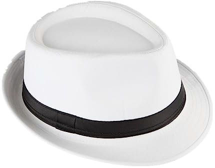 Miobo Strohhut, Panamahut Fedorahut,Trilby-Design,Sonnenschutz 60-Unifarbe-Weiss