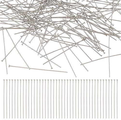 UNICRAFTALE 500 Stück 40 mm Lange Edelstahl Kopfstifte Metallstifte 0.6 mm Dicke Gerade Stifte Perlenstift Für Die Schmuckherstellung Nähen Und Basteln