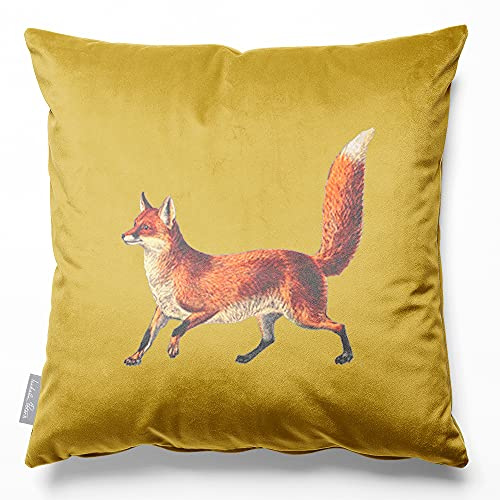Izabela Peters Velvet Cushion - 40cm Filled Eco-Friendly Seat Cushions for Chair and Sofa, Fox-Mustard