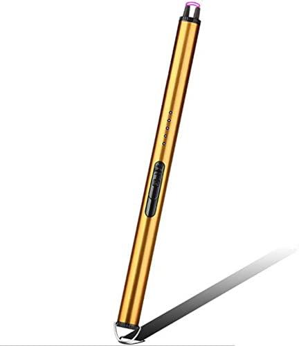Encendedor de Vela eléctrica, Recargable Barbacoa Encendedor, DIRIGIÓ Interruptor de Seguridad de Pantalla de batería Encendedor for Acampar al Aire Libre de Vela Barbacoa Cocinando (Color : Gold)