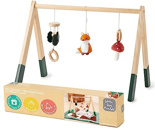 Little Big Friends Wooden Activity Gym | Montessori toy encourages early motor skills | Forest | Wooden activity gym with hanging toys, Montessori design that encourages early motor skills, forest theme