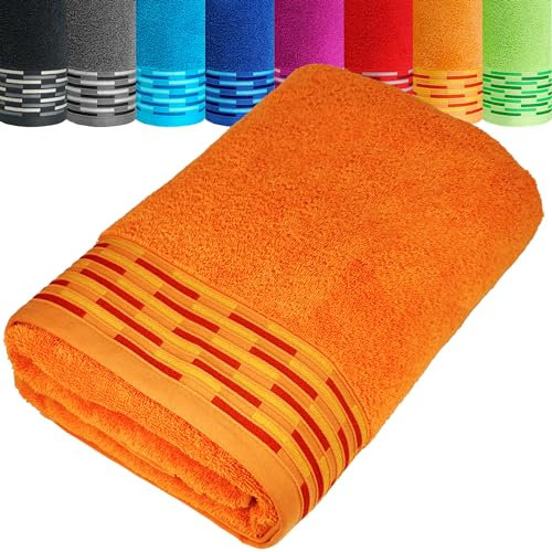 Lashuma Badetuch groß für Damen - Herren, Lugano XXL Sauna Handtuch Orange 80x200 cm