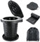 Portable Folding Toilet, Camping Toilet Collapsible Stool with Lid and Trash Bags, Adjustable Foldable Travel Toilet, Retractable Portable Toilet for Campervan, Hiking, Picnic, Fishing, Load 397lbs