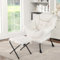 COSTWAY Fauteuil Salon Scandinave avec Repose-Pieds, Fauteuil Relax en Sherpa avec Oreiller et Poche Latérale, Fauteuil Chambre pour Lecture, Cadre en Métal pour Charger 150 KG (Beige)