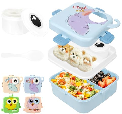 Boîtes bento 1600 ml Empilable Grande boîte à bento Avec Division et tasse à sauce Boîte à déjeuner anti-fuite pour enfants pour enfant avec compartiments pour le travail, l'école, la nourriture