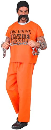 W WIDMANN MILANO Party Fashion - Disfraz preso, camiseta, pantalón, gorro, bigote, preso, convicto