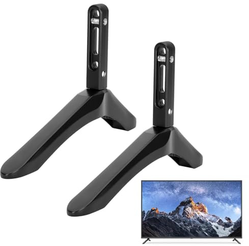 Supporto tv base in metallo per smart tv, piedini senza trapano, supporto da tavolo 2 pezzi per la maggior parte dei