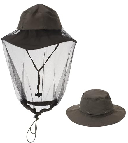 LY4U Sombrero de Mosquitera, Sombrero para el Sol con Malla de Red Oculta, ala Ancha Unisex Protección UV para Caminatas al Aire Libre, Pesca, Campamentos, Jardinería
