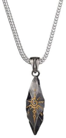 Auriselle Collana da Uomo in Acciaio Inossidabile Catena Vintage Ciondolo Pietra dei Desideri Modello Sole D'oro Argento Catena Punk Gioielli Retrò Regali Lunghezza 51-60cm, Grigio