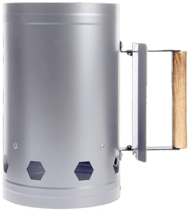 JIYIHENKEAI Fire Starter Chimney, Portable Round Anti Scalding Stainless Steel Anti Slip Charcoal Chimney Starter for Car Camping Outdoor BBQ(Silver)