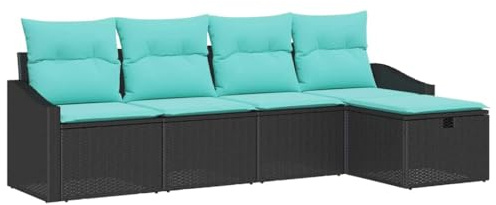 vidaXL Set di divani con cuscino con archiviazione Nero polyrattan, Mobili moderni per giardino e terrazzo, divano lounge outdoor, comodo, resistente e con spazio per riporre