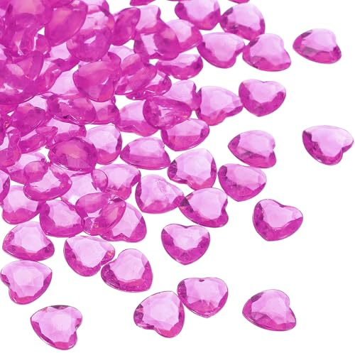 QUARKZMAN 250 Pcs Corazones Acrílico Rojo Rosa, Cristales Falsos Corazón para Relleno Floreros, Corazones Decorativos para San Valentín para Esparcir En Mesas, Arte Manual para Bodas