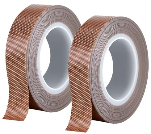 UZYXC 2 Rotoli di Nastro Adesivo in Teflon per Alte Temperature, Resistente fino, Misure 10mm x 10m x 0.13mm, Isolante Elettrico, Adesivo Forte e Inerte Chimicamente, Per Sigillature e Isolamenti