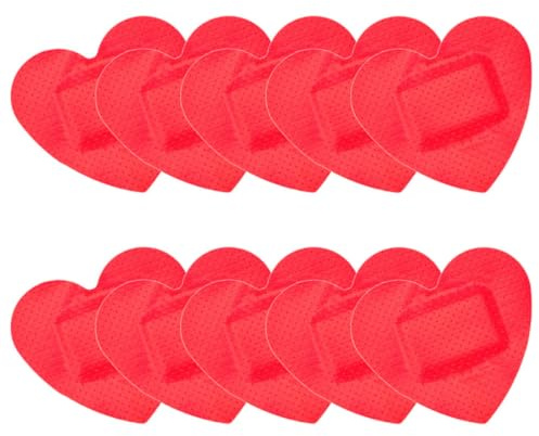 Cabilock 10 Parches Adhesivos en Forma de Corazón para Protección de Heridas, Material Pe Flexible y Resistente, Vendajes Autoadherentes Rojos para Cuidado Puntual