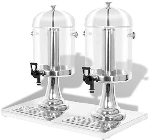 vidaXL Getränkespender Saftspender Wasserspender 2-fach Edelstahl 2 x 8 Liter