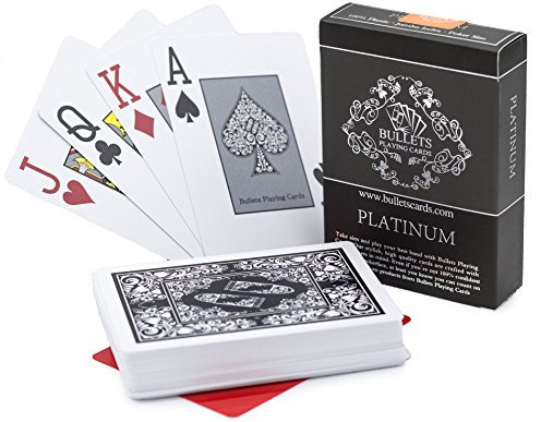 Bullets Playing Cards, Premium Pokerkarten Platinum mit Zwei Eckzeichen, Inklusive Cut-Card, Deluxe Kartenspiele mit Jumbo Index, Profi Premium Spielkarten für Texas Holdem Poker