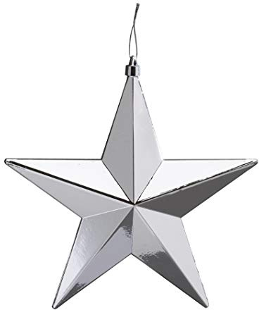 Inge-glas Weihnachtskugeln XXL Kunststoff Kugel Sterne 15cm 20cm & 30cm groß (Stern 20cm Silber)