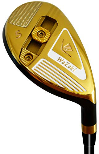 Japan Wazaki Hybrid Iron USGA R A Rules Single Golf Club,with Headcover,WLIII Model,Gold Finish,Adjustable,No 5, 23 Degree,Mens Senior Flex,65g Graphite Shaft,0.58 Grip,Right Handed