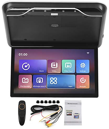 Akozon - Reproductor de DVD de Techo para Coche (19 Pulgadas, Monitor abatible, televisor de Techo HDMI) Compatible con el a Distancia para Android 9.0 y golpea la Pantalla (Negro)