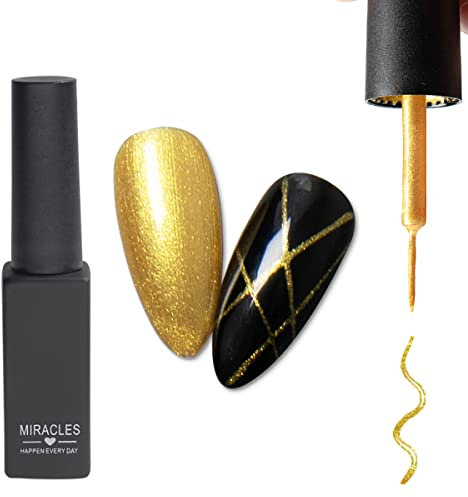 Gold Liner Pen Gel Nail Polish, Painting Drawing UV Led Gel Polish Set, Classic DIY 3D Gel Nail Paint Nail Gel Polish, Pen Tool, Pull Line Pen for Nail Manicure