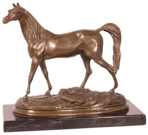 Casa Padrino Lyxig bronsskulptur häst på marmorbas brons/svart 24,5 x H 21 cm – bronsfigur – dekorativ figur – dekorativa tillbehör
