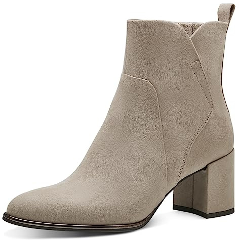 MARCO TOZZI Bottines à talon pointu pour femme avec fermeture éclair, taupe, 37 EU