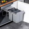 Warmiehomy Mülleimer Küche Unterschrank 3 Fächer, 34x49x43cm Ausziehbarer Einbaumülleimer Mülltrennsystem, Abfalleimer Küche mit Griff Deckel Vollauszug Schiene für Haushalt, 40L(2x10L+20L)