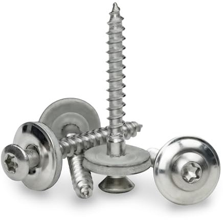 Viti Con Rondella Di Tenuta, 20 Pezzi, in Acciaio Inox, Antiruggine, Esagono Incassato per Tetto in Lamiera, Autofilettanti Con Guarnizione (4,5 x 50)