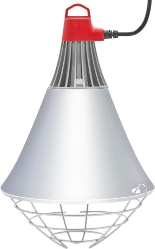 LytLStrox Silver Poultry Heat Lamp Holder - Adjustable 2-Mode Switch, 250W Max, 2M Wire, and Suspension Chain - Ideal for Brooding Chicks, Ducklings, Puppies, and Reptiles - Terrarium Heat Lamps