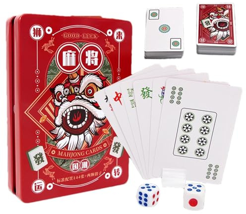 Chinese Mahjong Card Game Set - Large Print Cards, Traditional Elements, Perfect for Friends & Family Gatherings