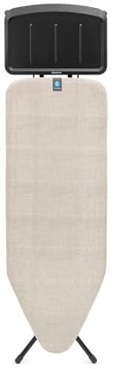 Brabantia Ironing Board C, 124x45cm - Denim Grey | 100% Fairtrade Cotton | Stable & Large Ironing Board | Foldable with Adjustable Height & Solid Steam Iron Rest | Fairtrade & C2C Certified