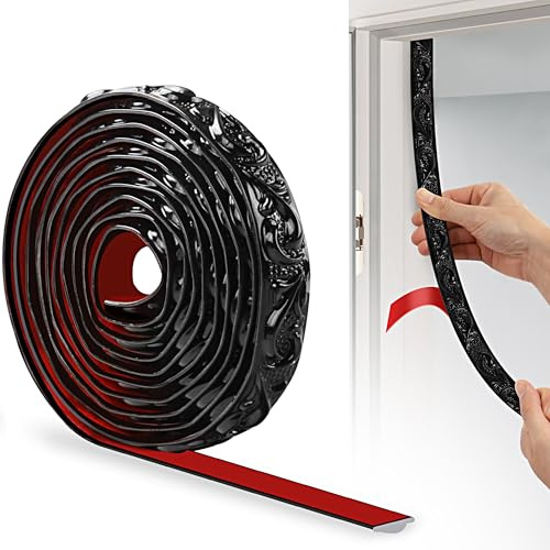 JUNART Modanature in PVC, 300cm×2cm, Bordi Carta da Parati 3D, Modanature a Soffitto, Adatto per Battiscopa Adesivo, Fondali TV, Armadi, Pareti(Nero)