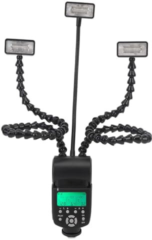 Flash Macro de Cámara, Luz de Brazo Macro de Cámara Flexible de 3 Cabezales, Flash de Cámara Portátil de 5600 K con Brillo de 8 Niveles Ajustable para Fotografía de Alimentos y
