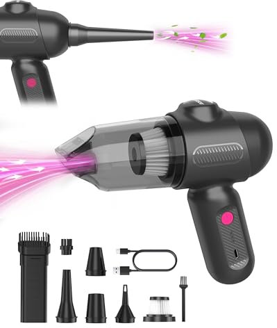 Aspirador de mano 4 en 1,Aspiradora sin cable coche de 8K Pa,Mini Aspirador potente,Aspiradora pequeña portátil de batería,Es adecuado para la limpieza de la cocina, la computadora y el hogar,Negro