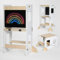 KYWAI® Torre de Aprendizaje Plegable Montessori - Torre Aprendizaje Plegable 3 en 1: Convertible en Escritorio con Pizarra y Patas de Seguridad – Madera Sostenible y Diseño Educativo Reforzado