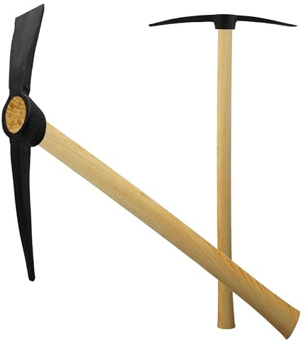 BEGRIS Kreuzhacke, Gartenhacke, Bergbauhacke 2,5kg mit Holzsteil, Solide Spitzhacke zum Graben in hartem Boden und Fels, Pflanzhacke, Unkraut hacke Schwarz