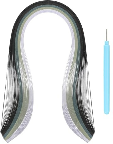 sourcing map Paper Quilling Kit, 15.4 Inch 5mm Paper Quilling Strips with Blue Pen for Beginners DIY Hand Crafts Teaching Tools Flower Decoration(Black, White, Pack of 100)
