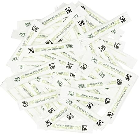 100 Fairtrade White Sugar Sticks – Individual Packets for Tea & Coffee | Premium Quality Sugar Sachets for Home Office Business & Travel | Letterbox Friendly | Single-Serve Sweetener Packed by Pastiko