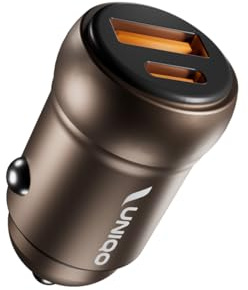 UNIQO Car Charger 30W, Carica Batteria Auto Mini USB-C USB-A, Power Delivery 30W (PD 3.0 PPS), Ricarica Rapida, Caricatore Auto Accendisigari con Adaptive Fast Charge (AFC), Presa 12V, Bronzo