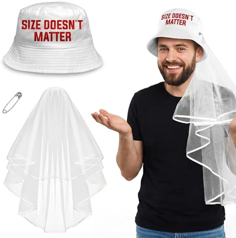 Vervora Stag Do Hat with Veil for Men, Funny Stag Party Snapback Cap, Groom Hat for Bachelor Party, Novelty Fancy Dress Accessory for Stag Night, Hen Do Joke Gift (Style B)