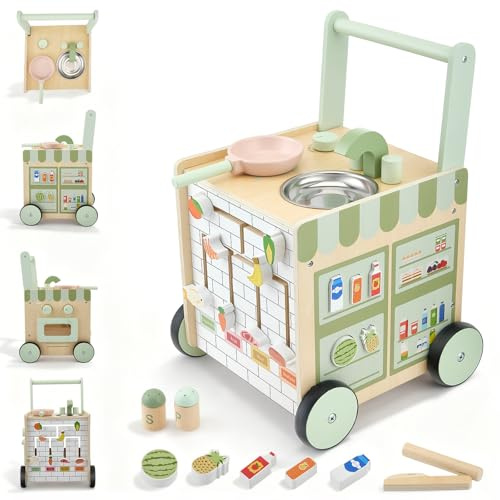 BugyKido Wooden Baby Walker with Kitchen Activity Centre