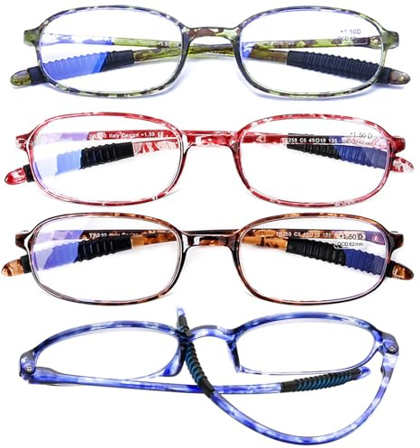 AQWANO 4 Pack Computer Reading Glasses Blue Light Blocking Lightweight TR90 Flexible Frame UV Protection Readers for Women Men +2.0