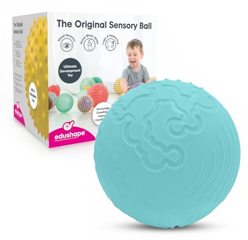 Edushape Texture-iffic Sensory Ball for Baby - 7 Light Blue Color Baby Ball that Helps Enhance Gross Motor Skills for Kids Aged 6 Months & Up - Colorful Unique Toddler Ball