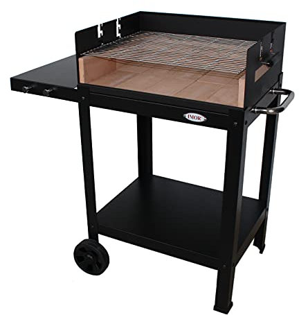 IMOR - Barbacoa de jardín de carbón y madera con ladrillos refractarios Menorca V20 Negro