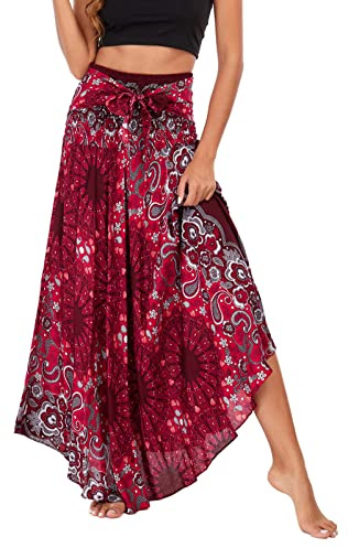 FEOYA Jupe Longue Fluide Maxi Bohème Hippie Ample Confortable