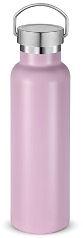 Volhoply Pink Stainless Steel Water Bottles,600 ML Vacuum Insulated Double Wall Travel Bottle with Leak Proof Lid of Handle,Metal Reusable Standard Mouth Flask for School,Hikers,Gift