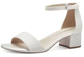 Tamaris Damen Sandalen mit Absatz Vegan Blockabsatz; WHITE GLAM/weiß; 37