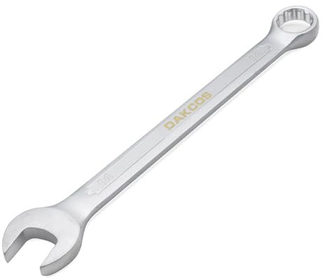 DAKCOS Ring-Maulschlüssel 14mm - Metrischer Maul-Ringschlüssel mit mattierter Chromoberfläche aus CR-V